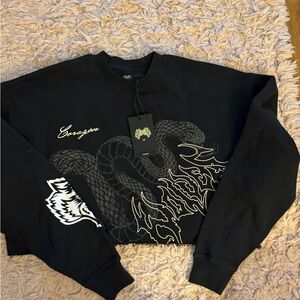 Corazón   SHE  Black Snake Graphic Crewneck Sweater